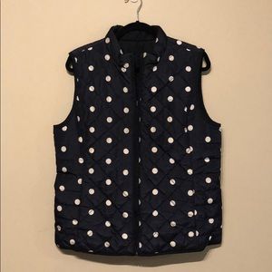 Reversible Navy Blue / Polka Dot Puffer Vest